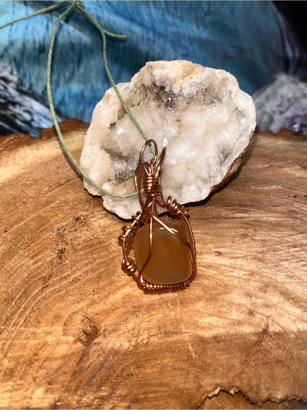 Handcrafted Copper Wire Wrapped Carnelian Pendant Necklace